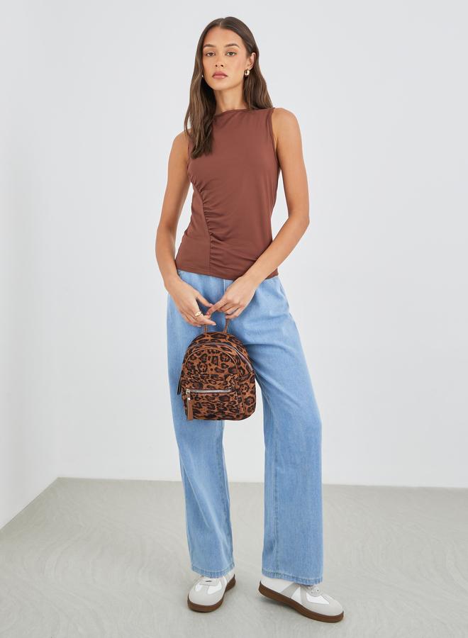 Styli Sleeveless Ruched Detail Round Neck Knit Top - Image 2